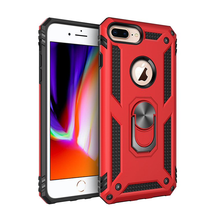 iPhone 8 Plus / 7 Plus Tech Armor RING Grip Case with Metal Plate (Red)